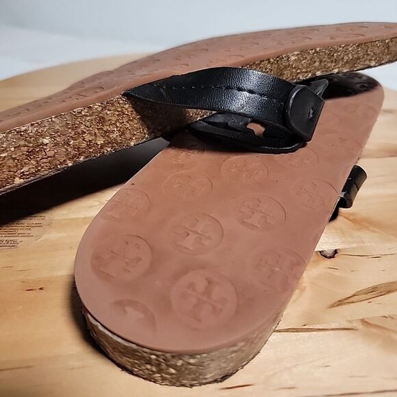 Tory Burch Miller Cloud Black Patent Leather 10 M Flip Flops - Picture 9 of 11